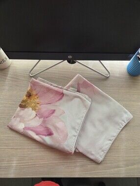 Ted Baker King Size Pillowcase Grey Peony Floral Watercolor Cotton Set, EUC